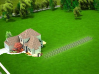 A large cartoon home with a geothermal heating system